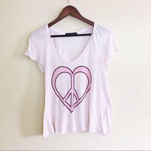 Wildfox Couture Heart Peace Graphic Pink Tee XS